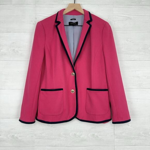 Talbots Aberdeen Pique Blazer Jacket Size 14 Pink Preppy New Money Academia - Picture 1 of 16